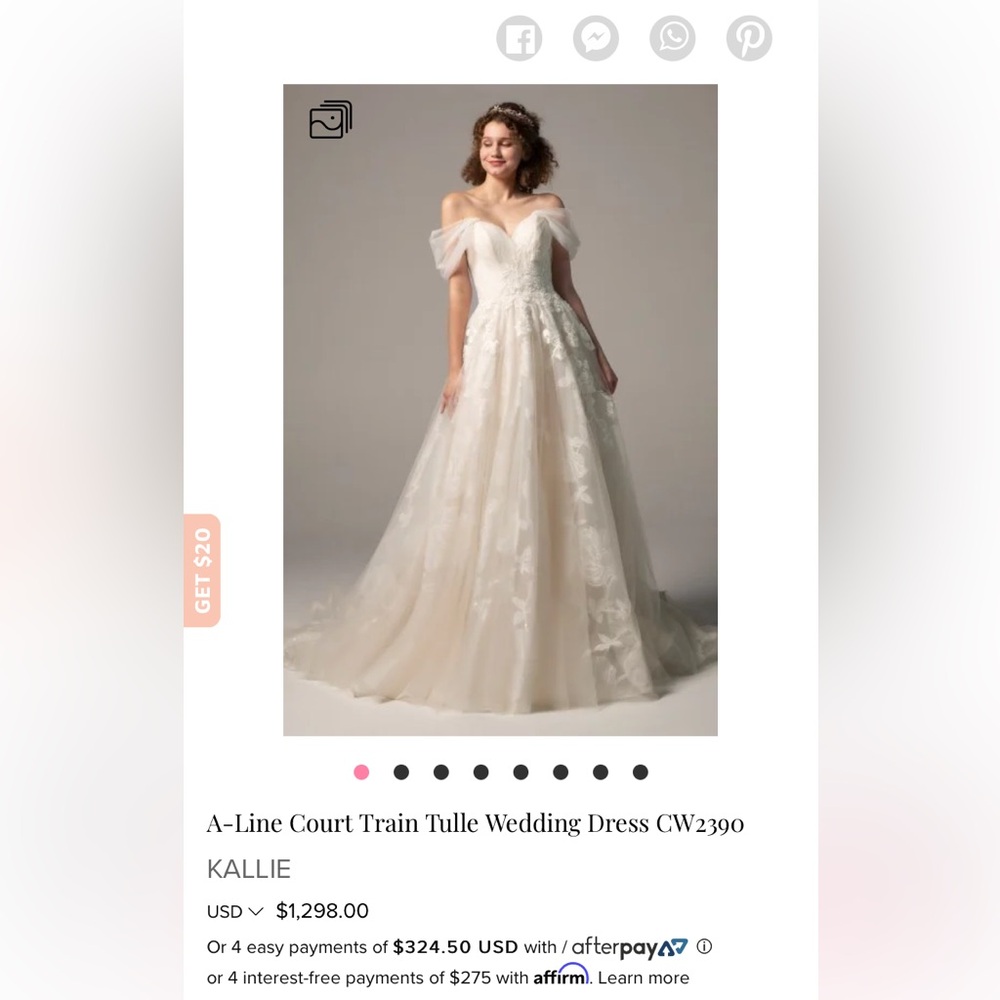 Cream A-Line Court Train Tulle Wedding Dress